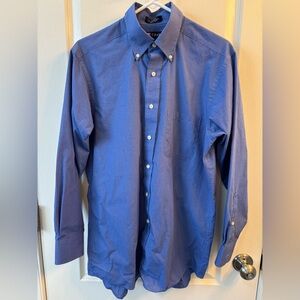 CHAPS Men's Blue Checkered Button Down Long Sleeve Collared Shirt Medium Pocket